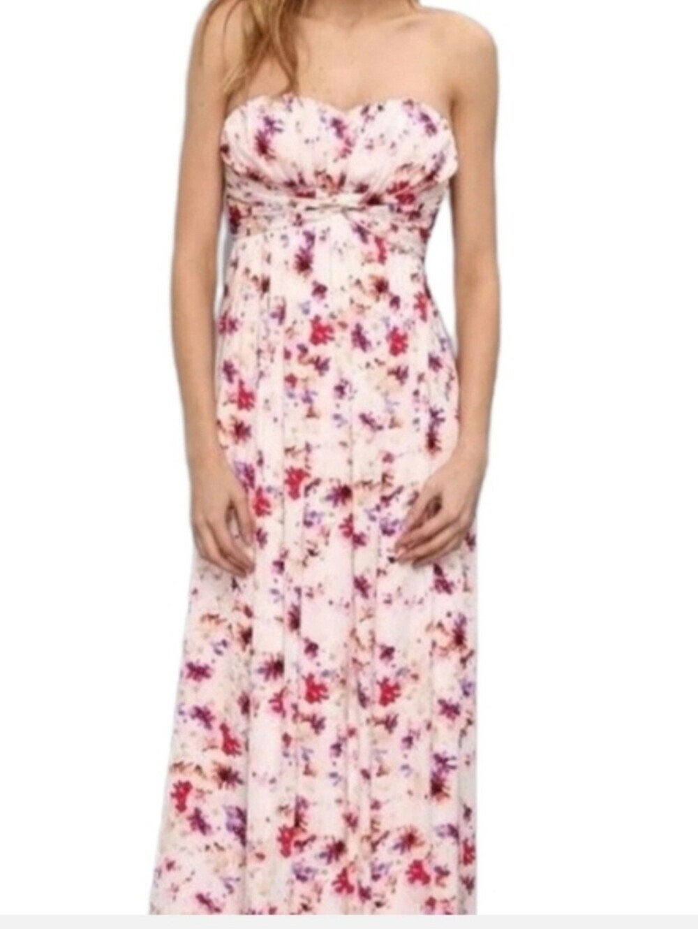 Jessica Simpson Cream Strapless Floral Maxi Skirt